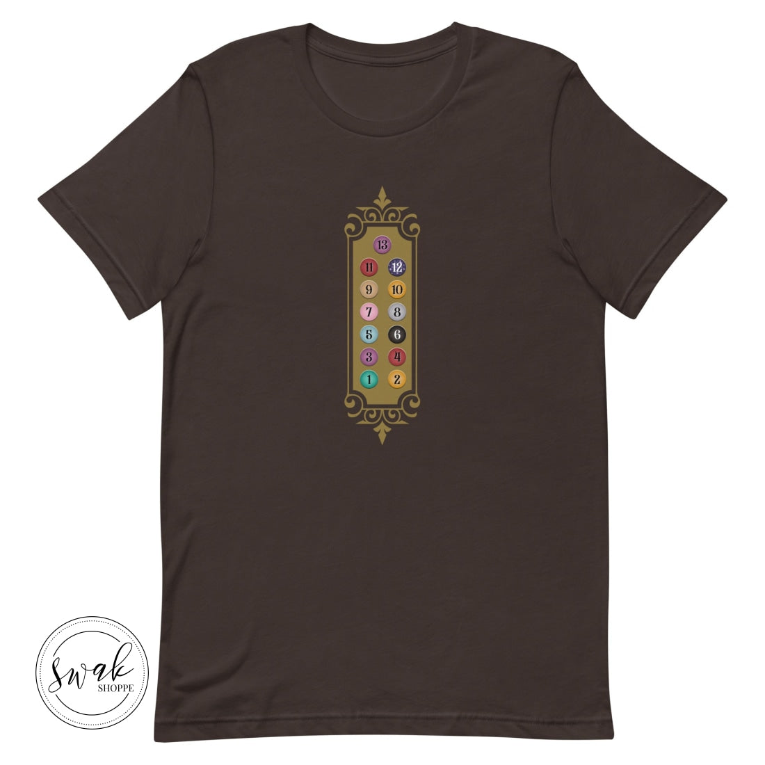 Bejeweled Elevator Button Unisex T-Shirt Brown / S