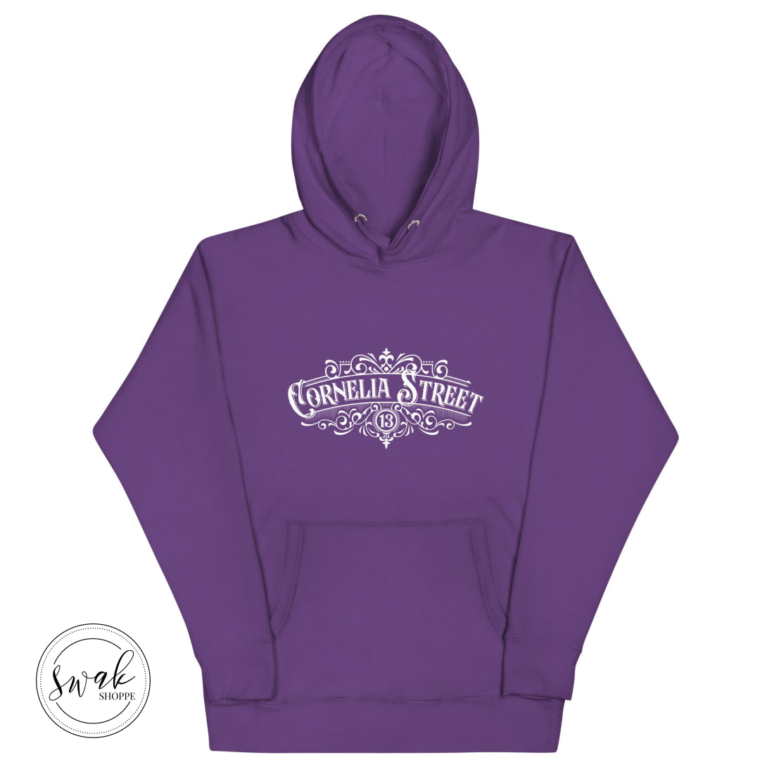 Cornelia Street Olde Shoppe Sign White Logo Unisex Hoodie Purple / S