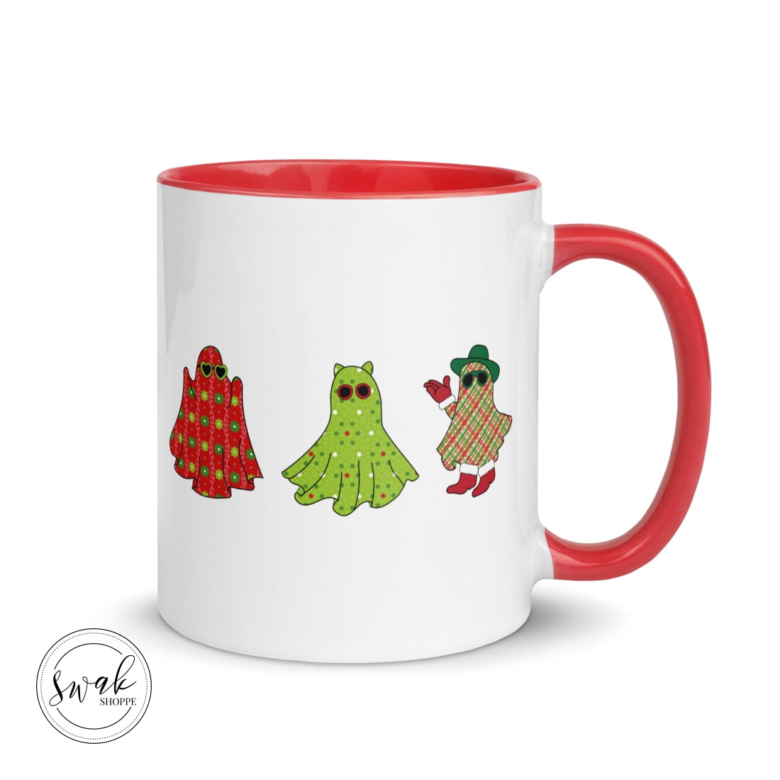 Holiday Festive Ghosts Mug Red Mugs