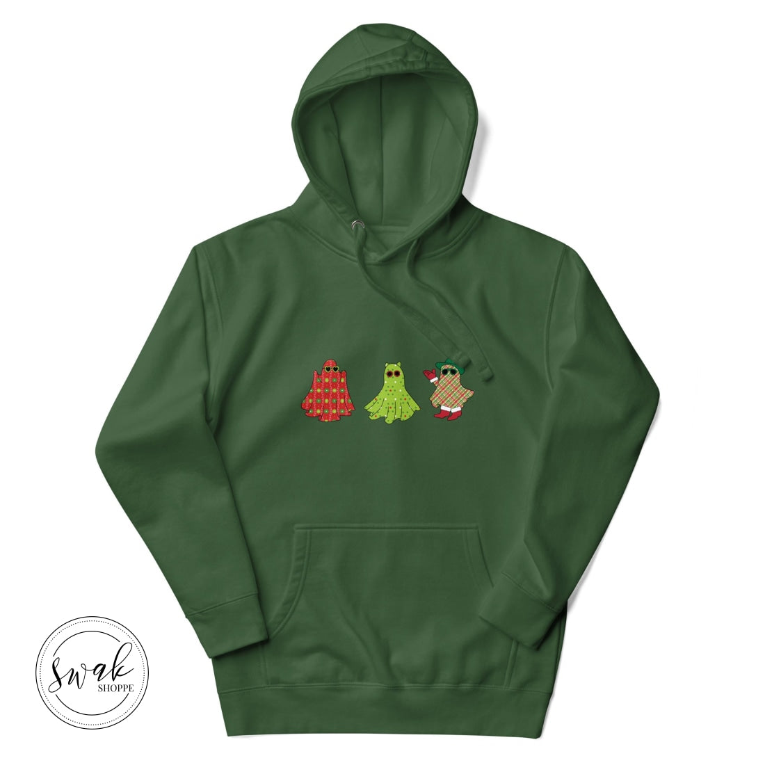 Holiday Festive Ghosts Unisex Hoodie Forest Green / S