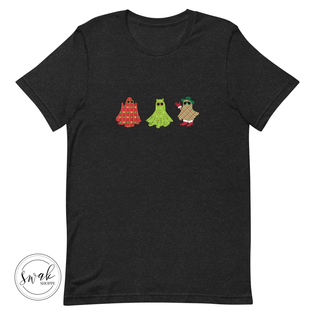 Holiday Festive Ghosts Unisex T-Shirt Black Heather / Xs