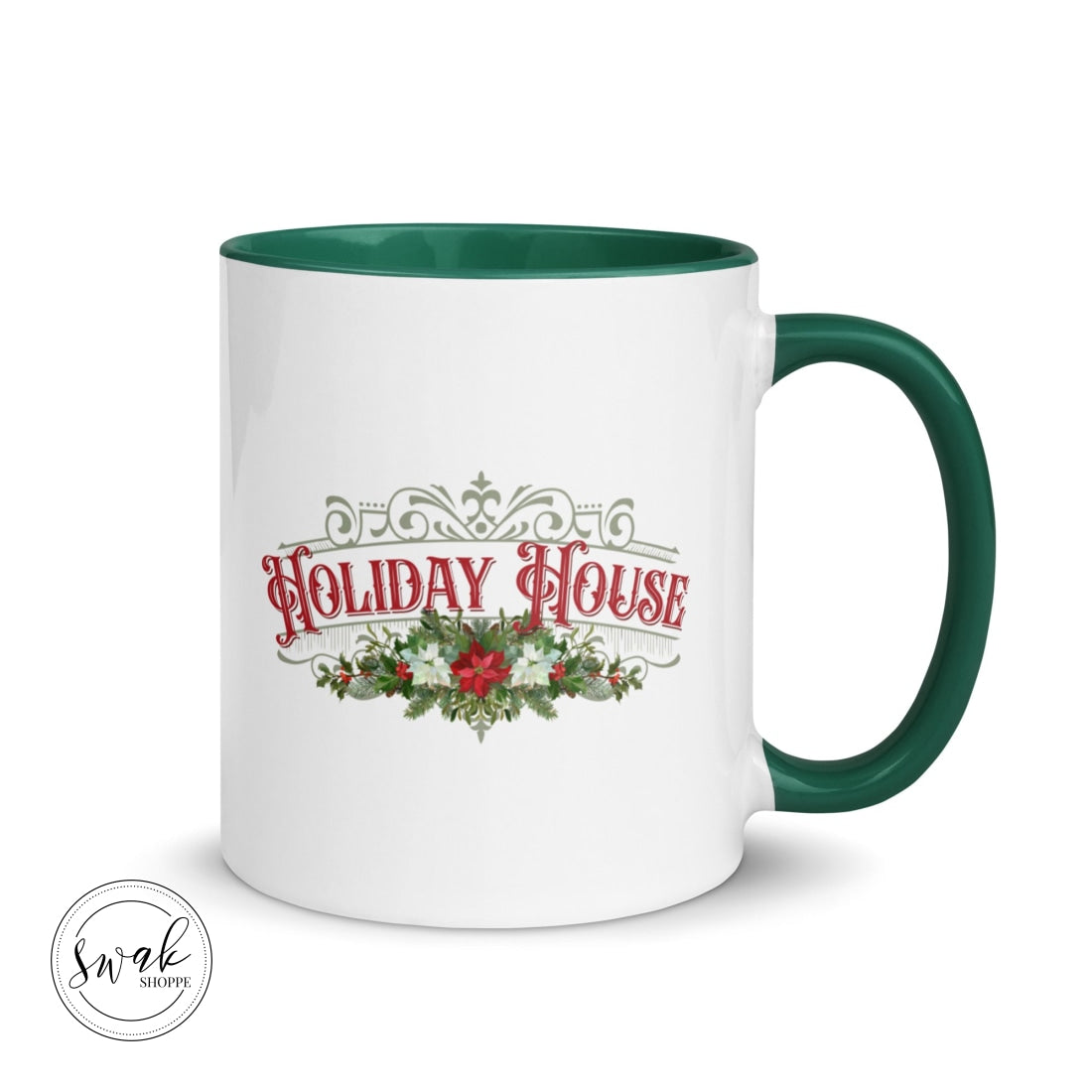 Holiday House Olde Time Sign Mug Dark Green Mugs