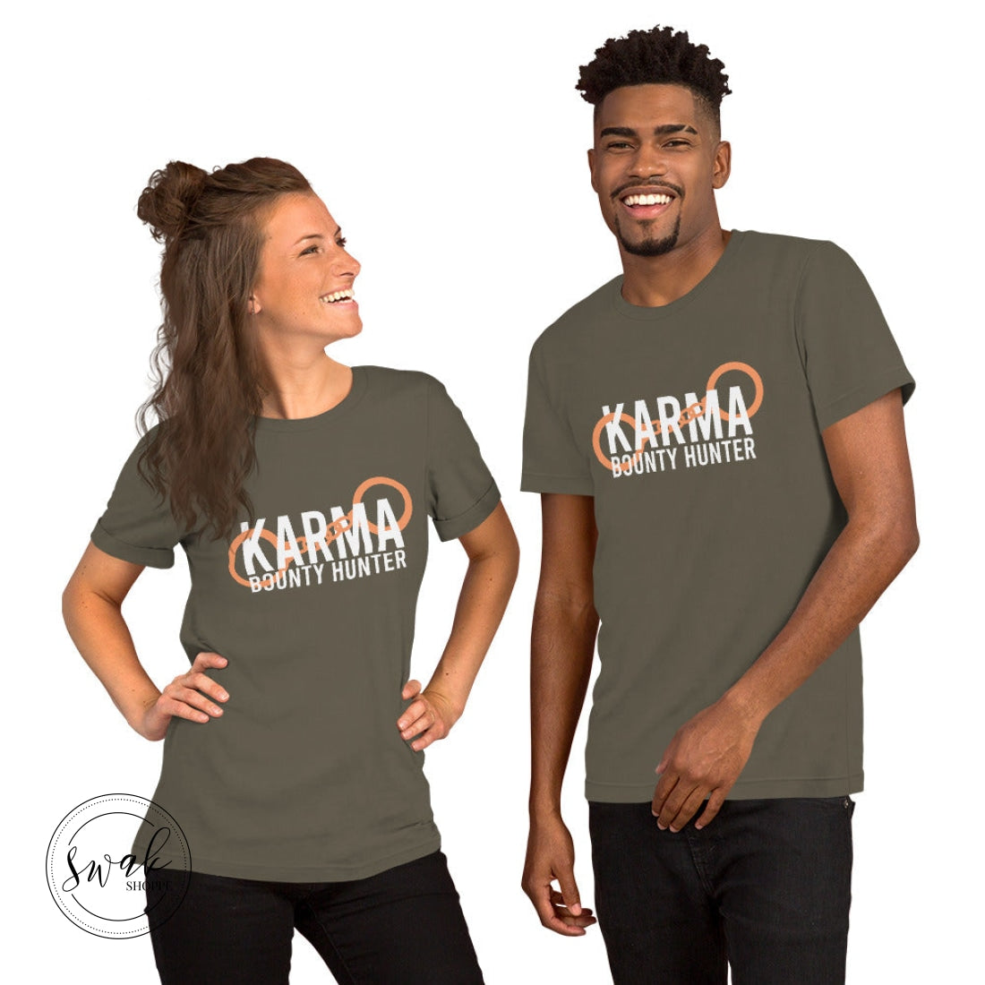 Karma Bounty Hunter White Logo Unisex T-Shirt Army / S
