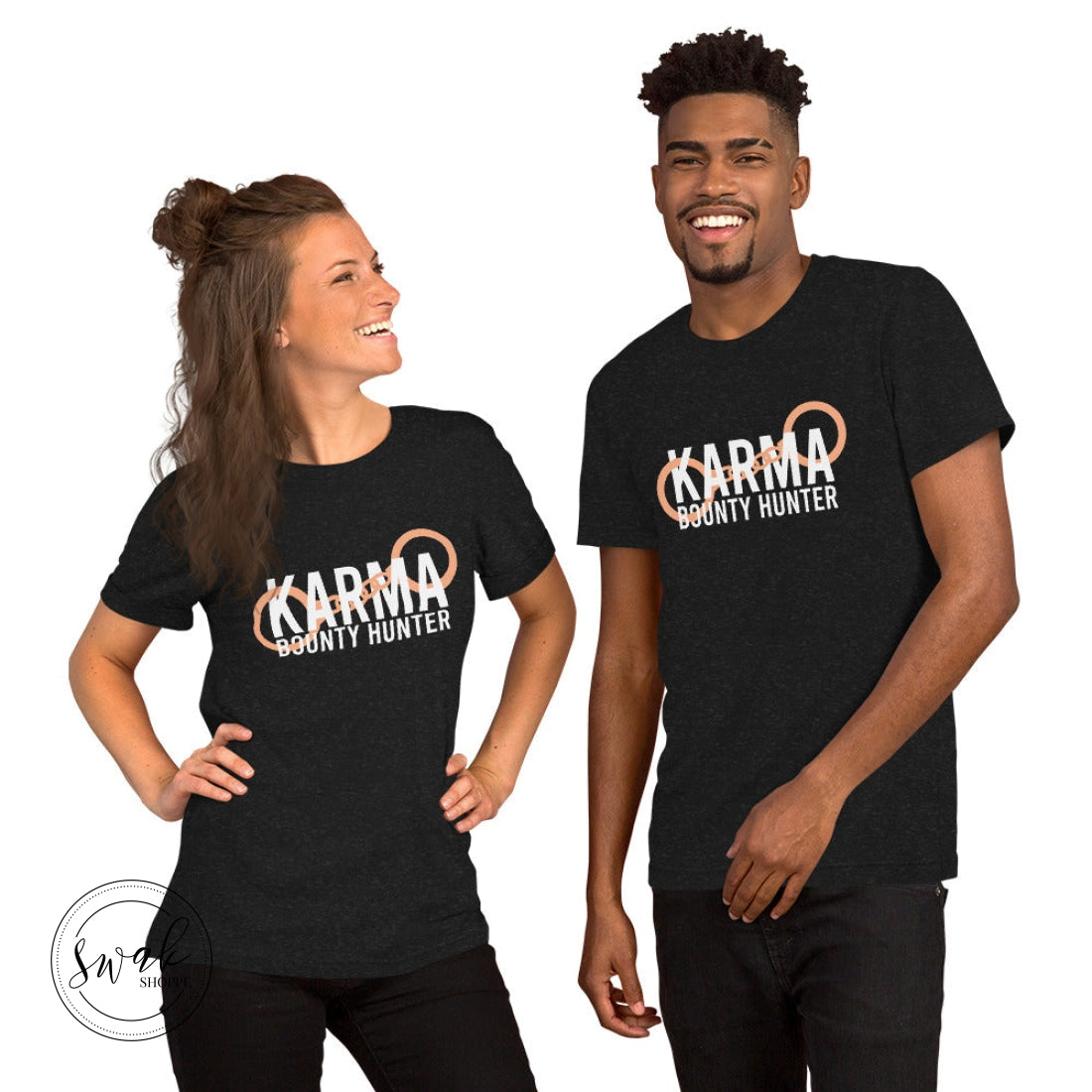 Karma Bounty Hunter White Logo Unisex T-Shirt Black Heather / Xs