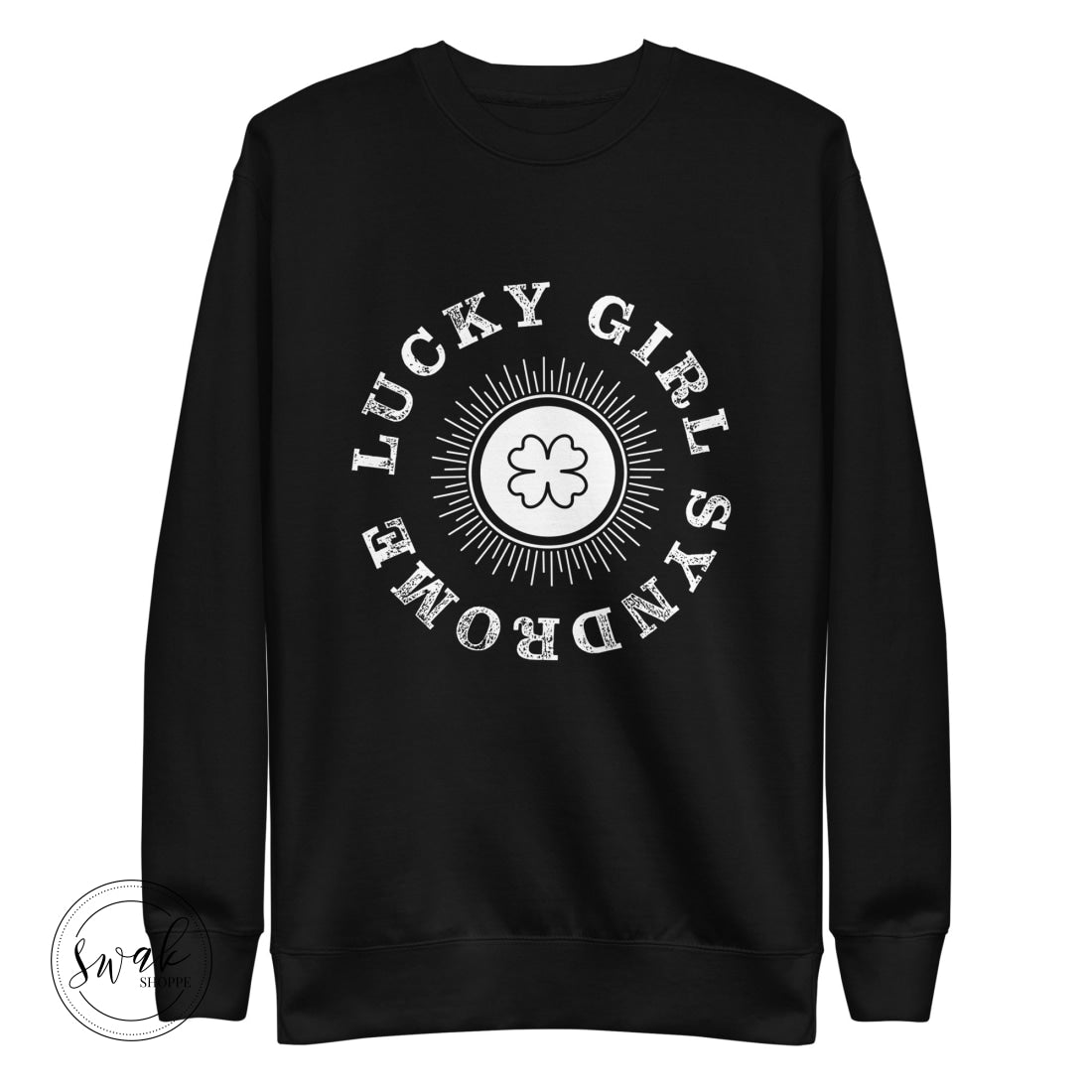 Lucky Girl Syndrome Saloon White Logo Unisex Fashion Sweatshirt Black / S