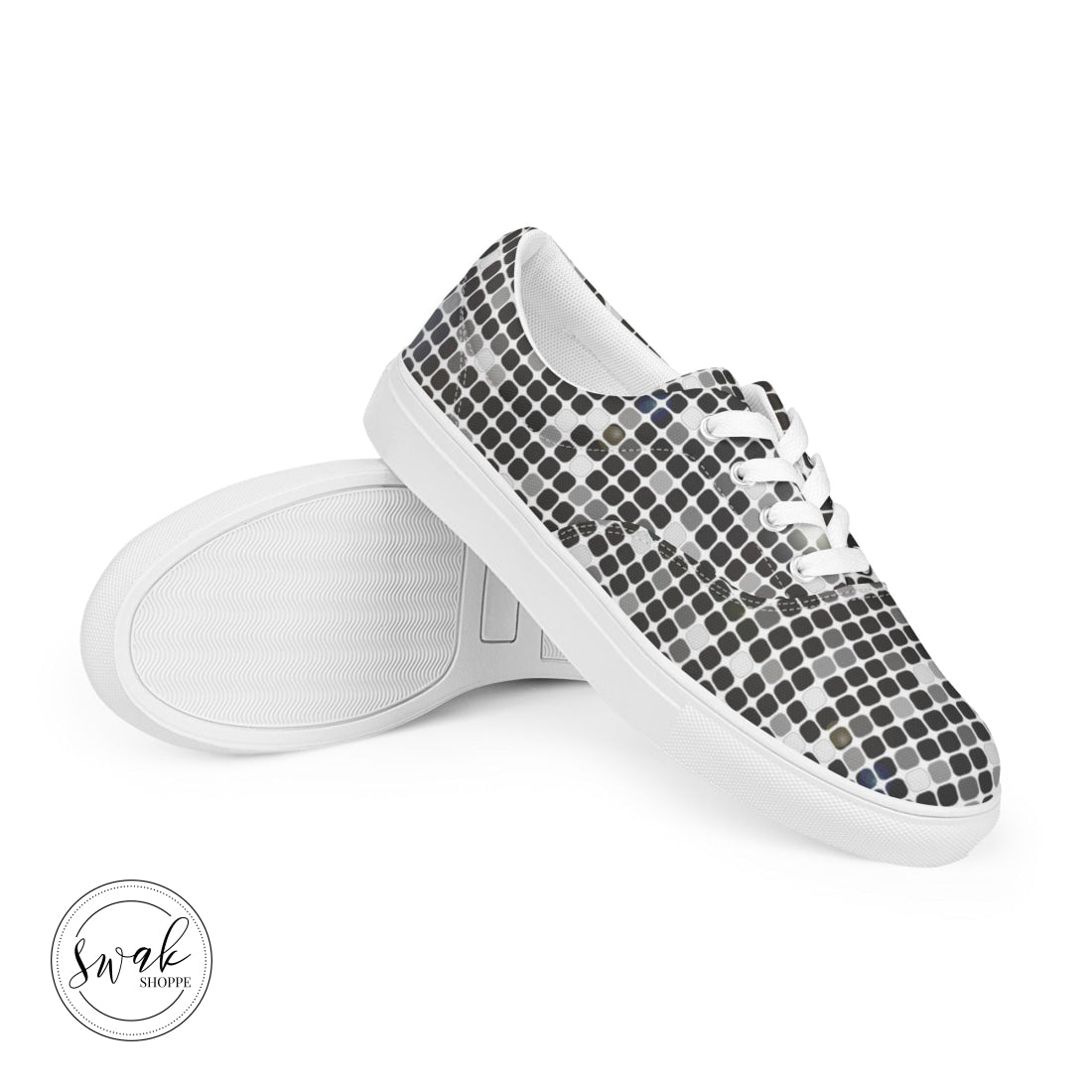 Mirrorball Disco Ball Womens Lace-Up Canvas Shoes