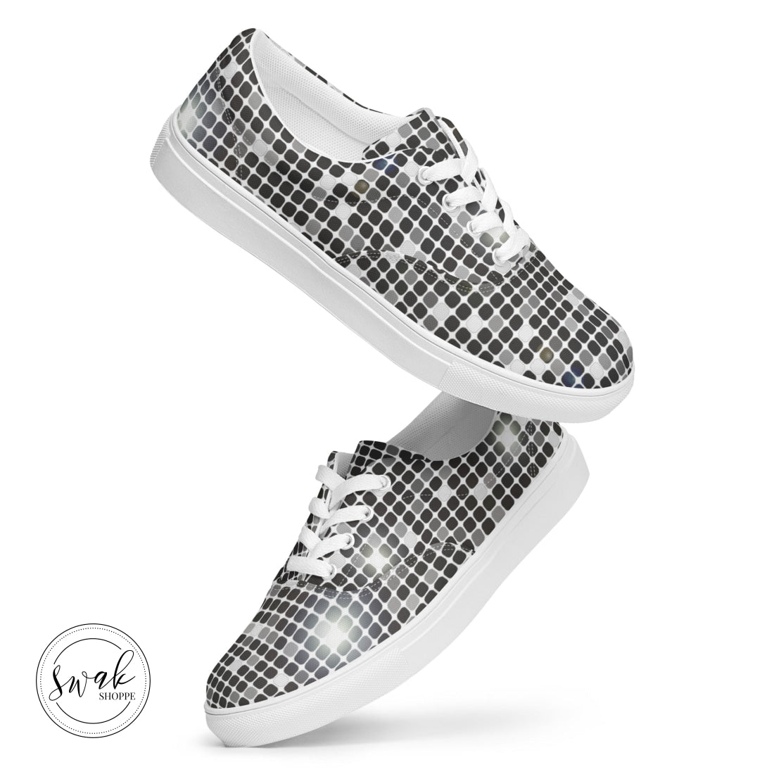 Mirrorball Disco Ball Womens Lace-Up Canvas Shoes 5