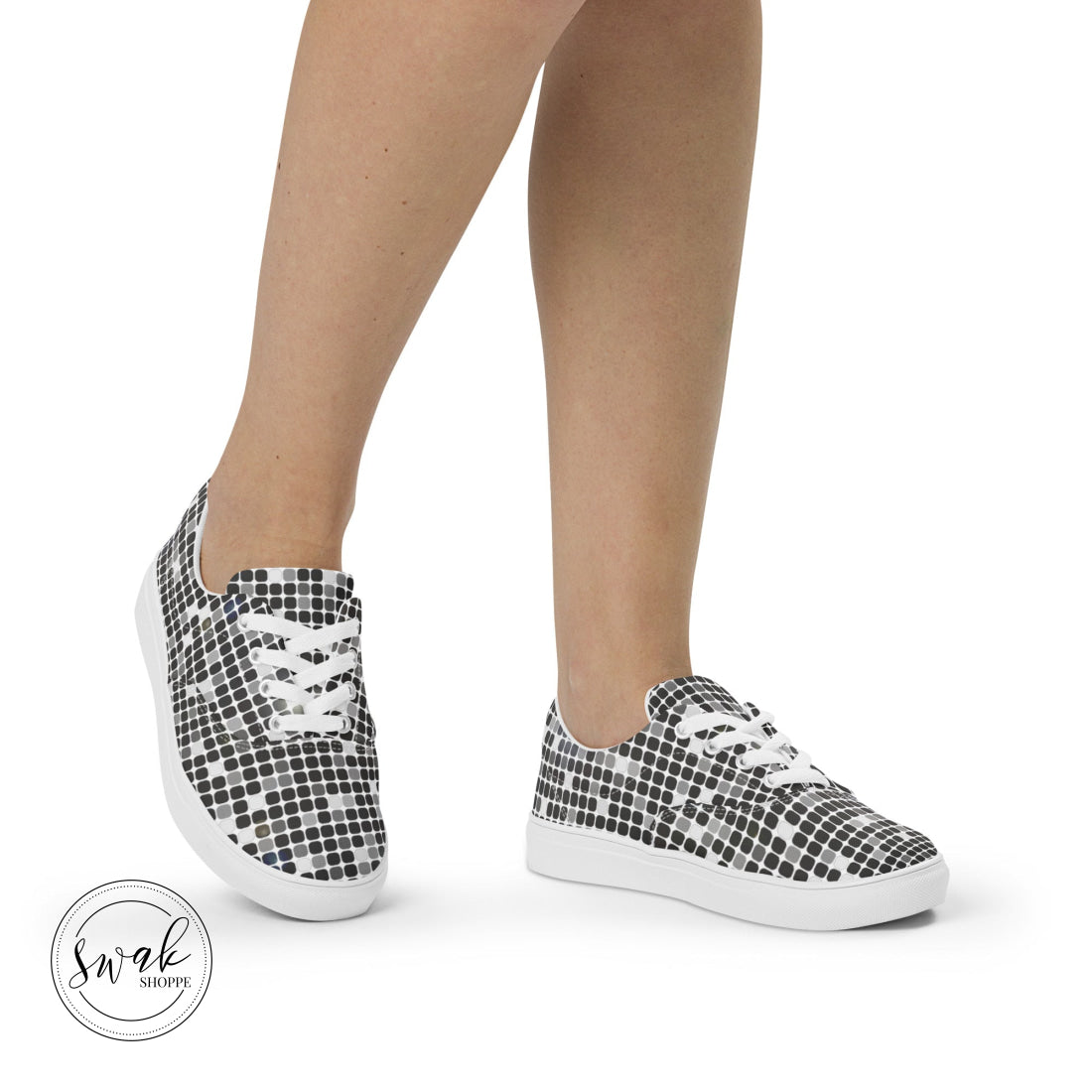 Mirrorball Disco Ball Womens Lace-Up Canvas Shoes