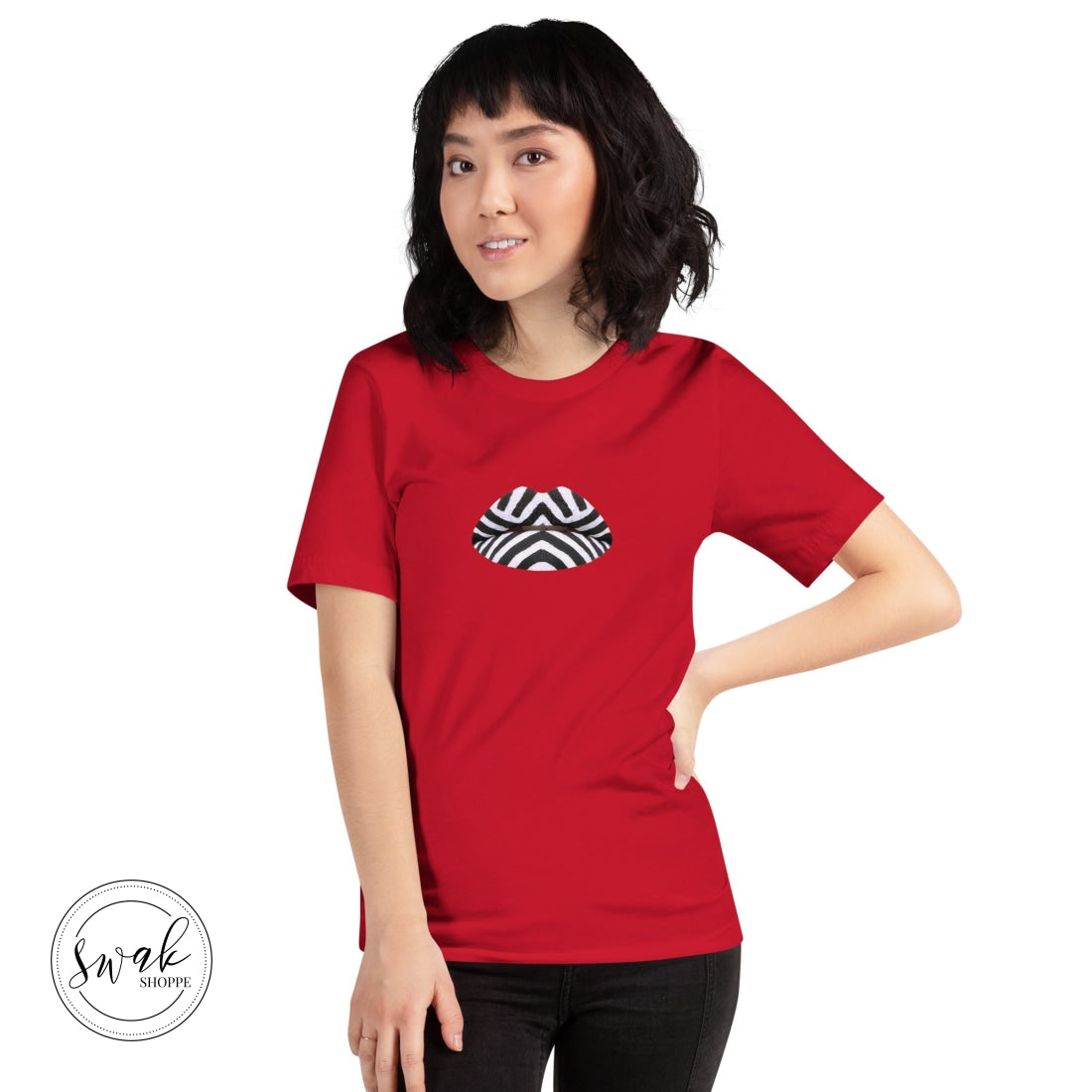Swak Beauty Chevron Swimsuit Lip Art Unisex T-Shirt Red / Xs