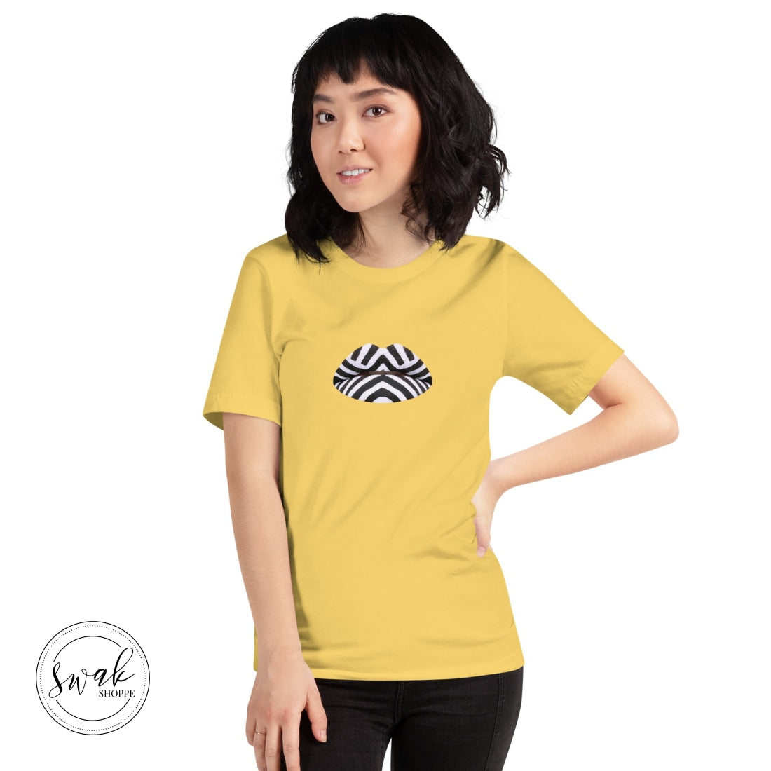 Swak Beauty Chevron Swimsuit Lip Art Unisex T-Shirt Yellow / S