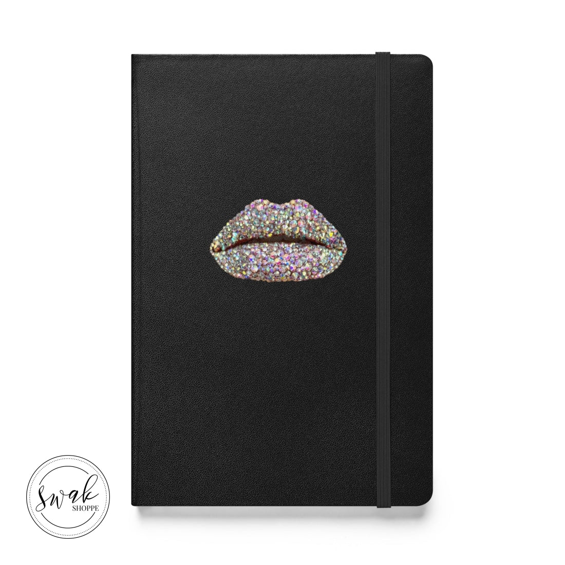 Swak Beauty Rhinestone Crystal Lip Art Hardcover Bound Notebook Black