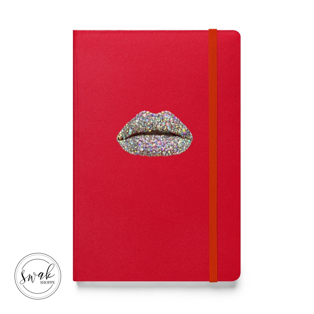 Swak Beauty Rhinestone Crystal Lip Art Hardcover Bound Notebook Red