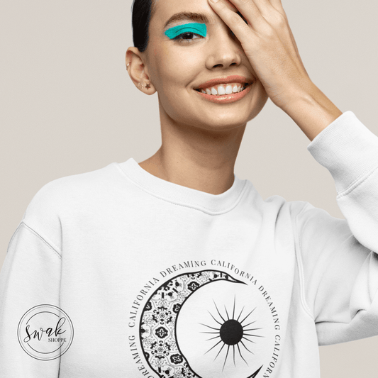 California Dreaming Boho Floral Moon & Sun Unisex Fashion Sweatshirt
