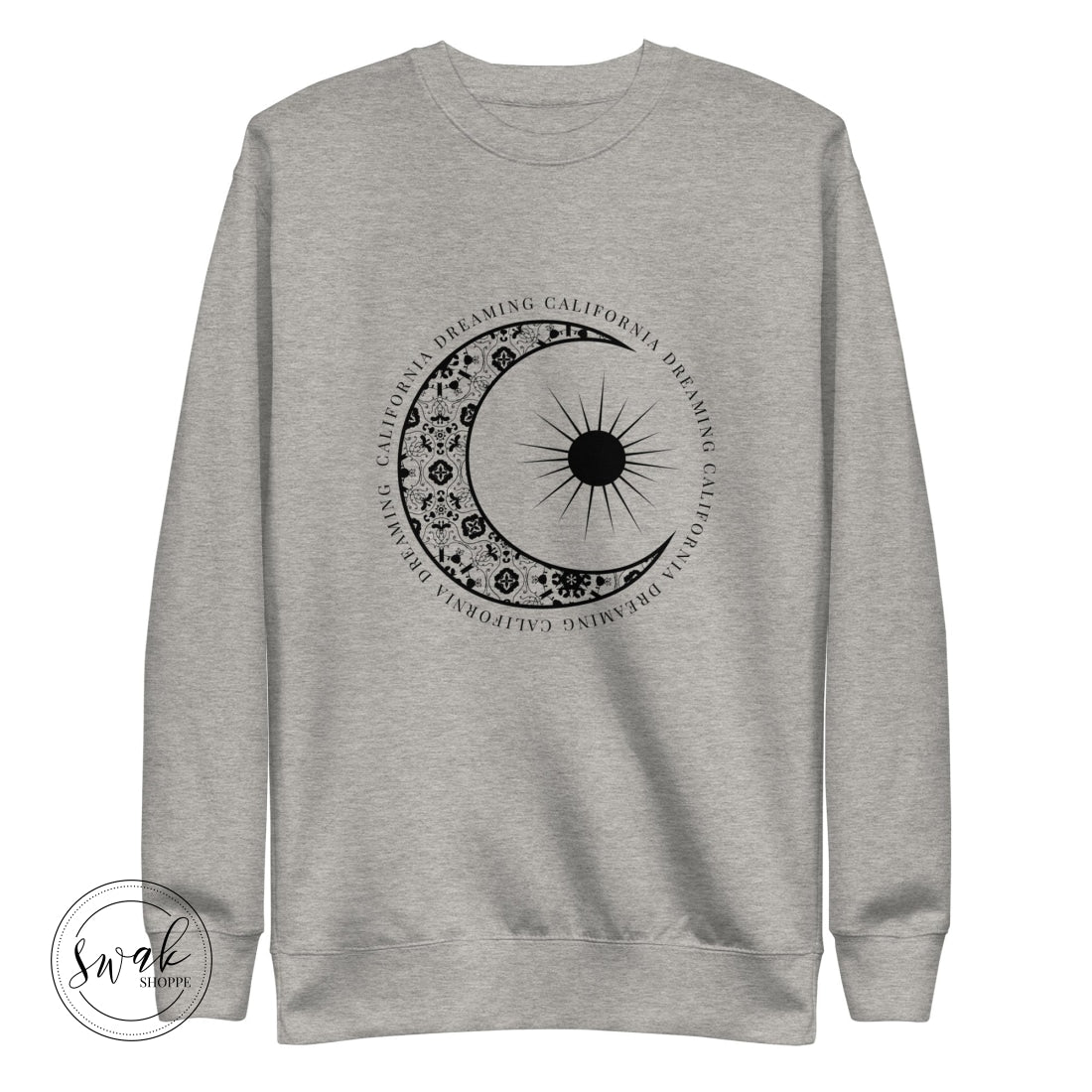 California Dreaming Boho Floral Moon & Sun Unisex Fashion Sweatshirt Carbon Grey / S