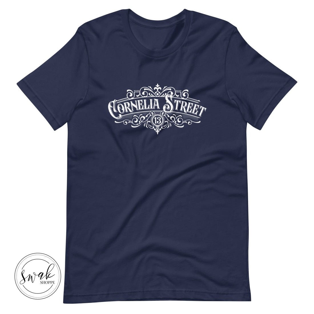 Cornelia Street Olde Shoppe Sign White Logo Unisex T-Shirt Navy / Xs