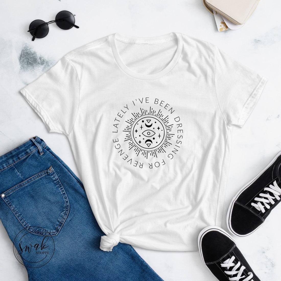 Lately Ive Been Dressing For Revenge Celestial Swiftie Short Sleeve Womens T-Shirt White / S