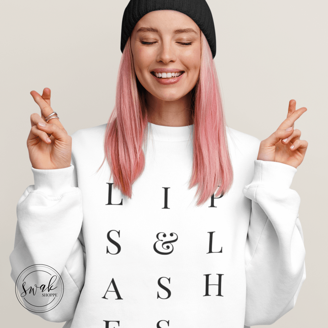 Lips & Lashes Mua Text Unisex Fashion Sweatshirt