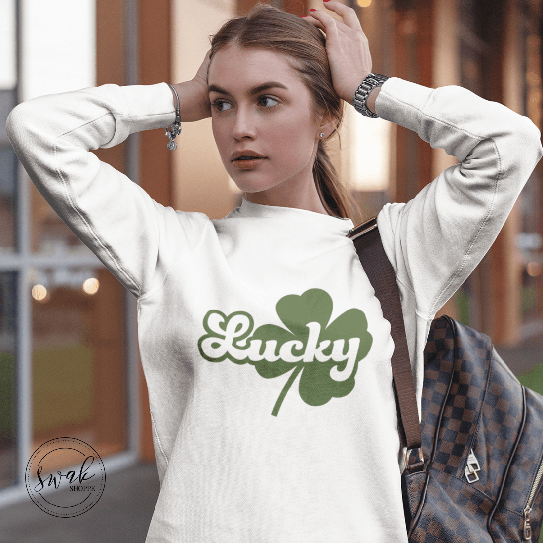 Lucky Clover Green Retro Text Unisex Fashion Sweatshirt