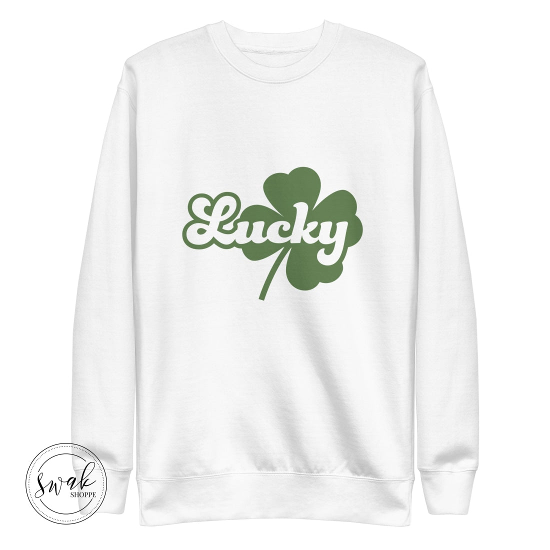 Lucky Clover Green Retro Text Unisex Fashion Sweatshirt S