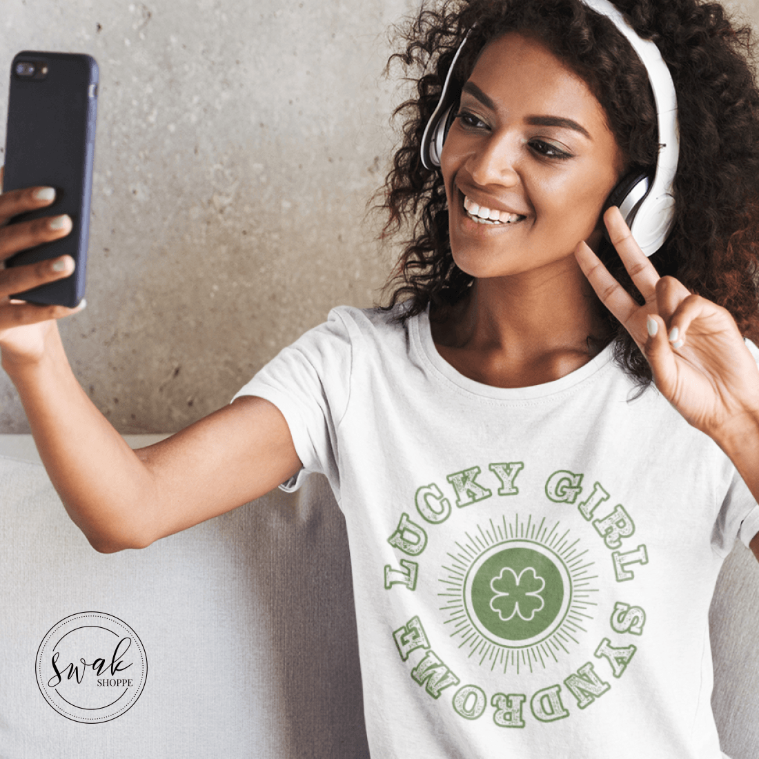 Lucky Girl Syndrome Saloon Logo Short Sleeved Womens T-Shirt