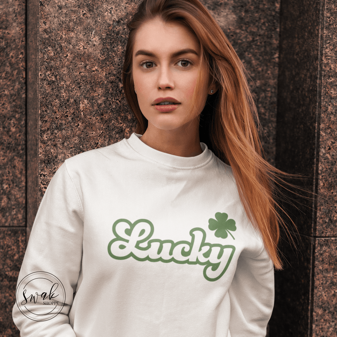 Lucky Shamrock Green Retro Text Unisex Fashion Sweatshirt