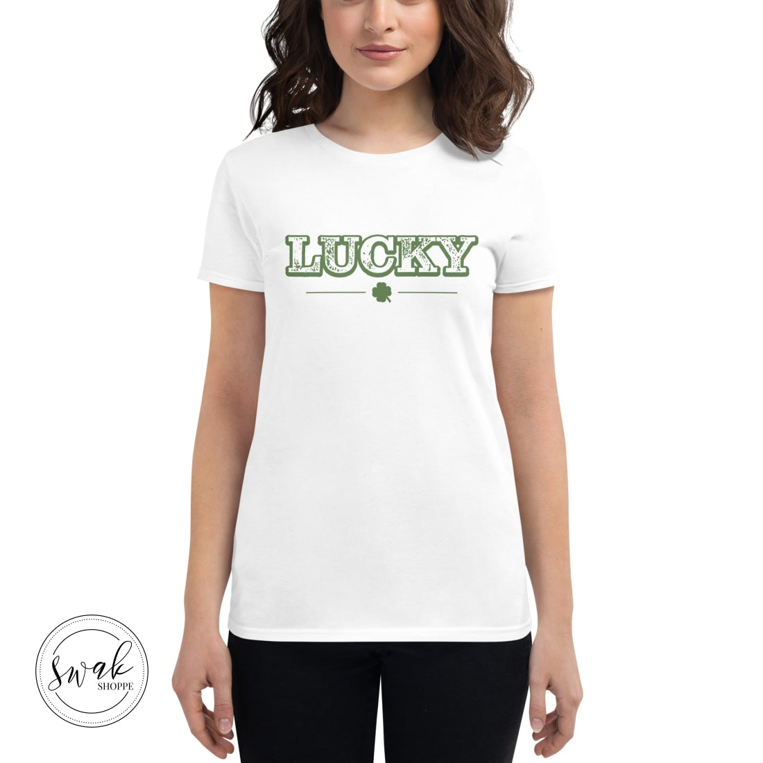 Lucky Shamrock Saloon Logo Short Sleeved Womens T-Shirt