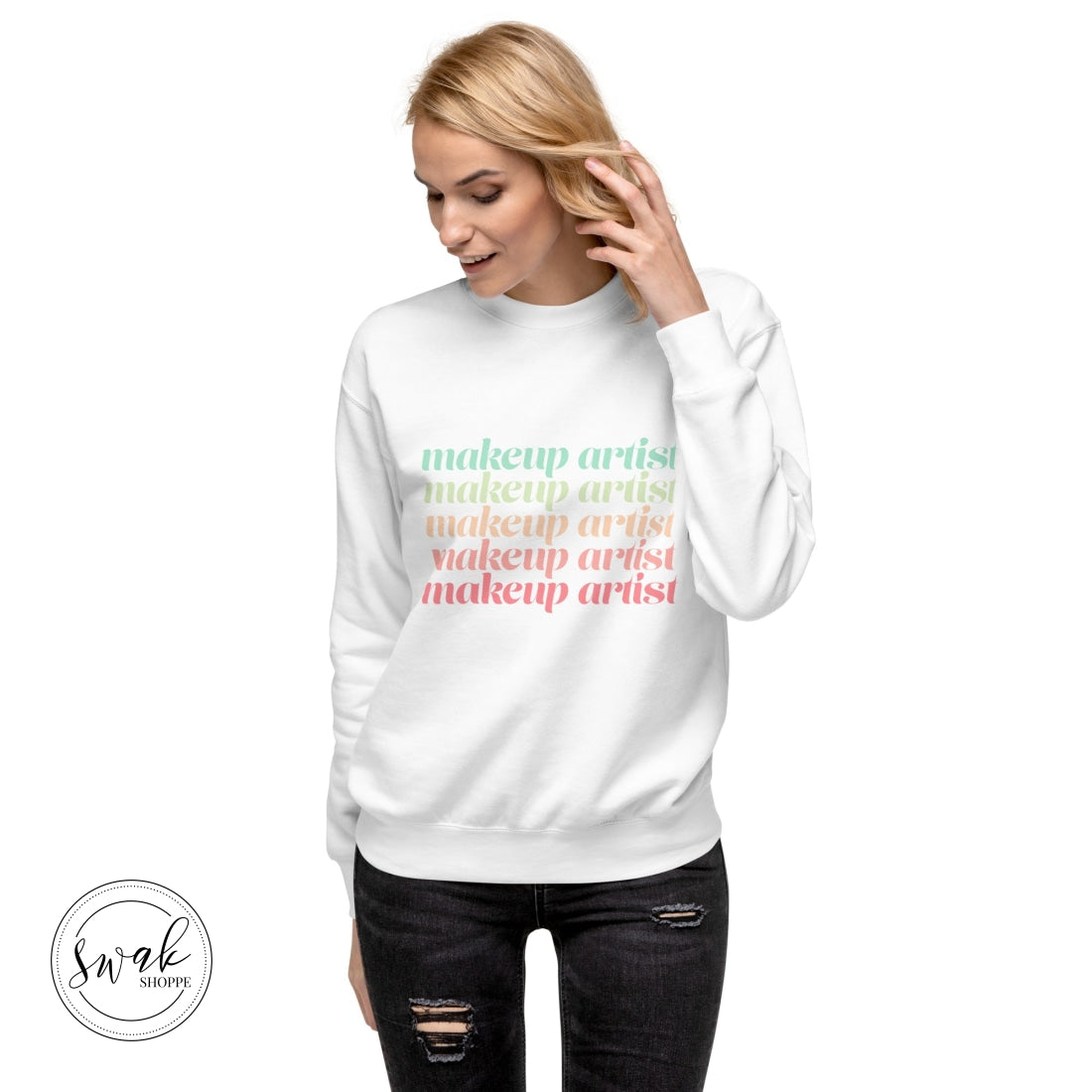 Makeup Artist Mua Pastel Rainbow Deco Text Unisex Fashion Sweatshirt
