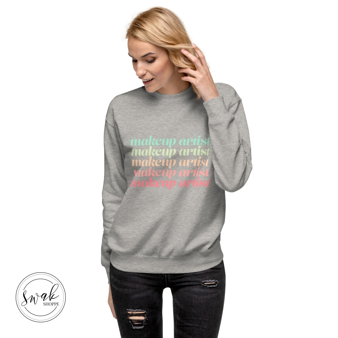Makeup Artist Mua Pastel Rainbow Deco Text Unisex Fashion Sweatshirt