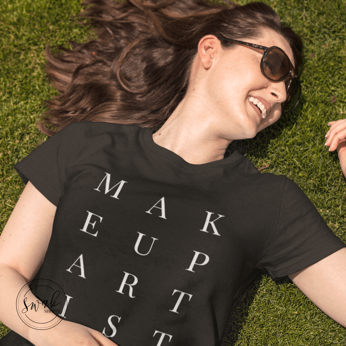 Makeup Artist Mua White Text Short Sleeve Womens T-Shirt