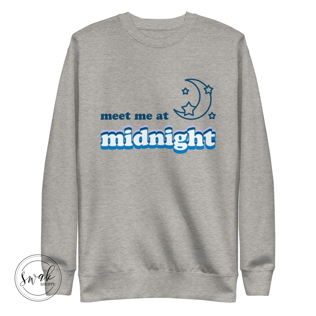 Meet Me At Midnight Retro Text Swiftie Unisex Fashion Sweatshirt Carbon Grey / S