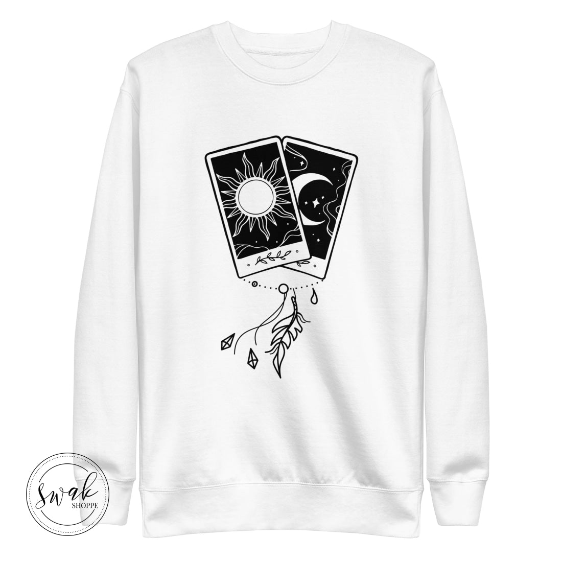 Sun & Moon Tarot Feather Charm Unisex Fashion Sweatshirt White / S